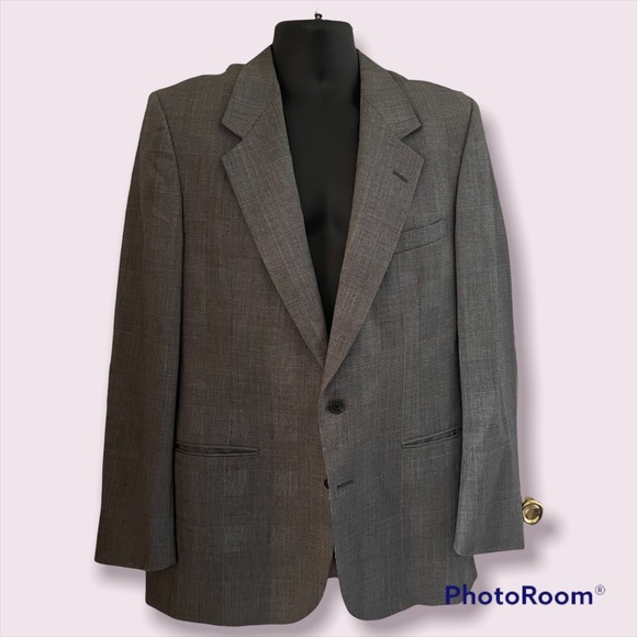 Lanvil Men Gray Wool 2 button Blazer 44R Length 33” chest 32” EUC - Picture 1 of 7